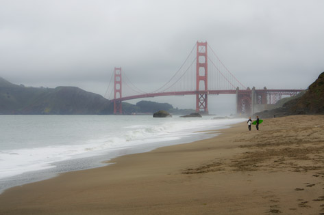 photo, Baker Beach Surfers